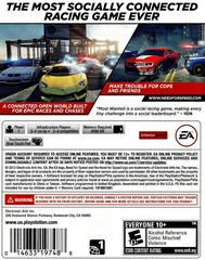 Back Cover | Need for Speed Most Wanted Playstation Vita