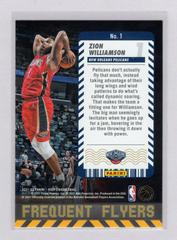Back | Zion Williamson Basketball Cards 2021 Panini Hoops Frequent Flyers