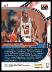 Back Side | Magic Johnson [Silver] Basketball Cards 2020 Panini Prizm USA Basketball