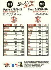 Side 2 | Pedro Martinez / Nomar Garciaparra Baseball Cards 2003 Fleer Double Header