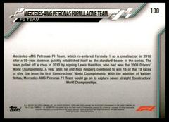Back Of Card | Mercedes AMG Petronas F1 Team Racing Cards 2020 Topps Chrome Formula 1