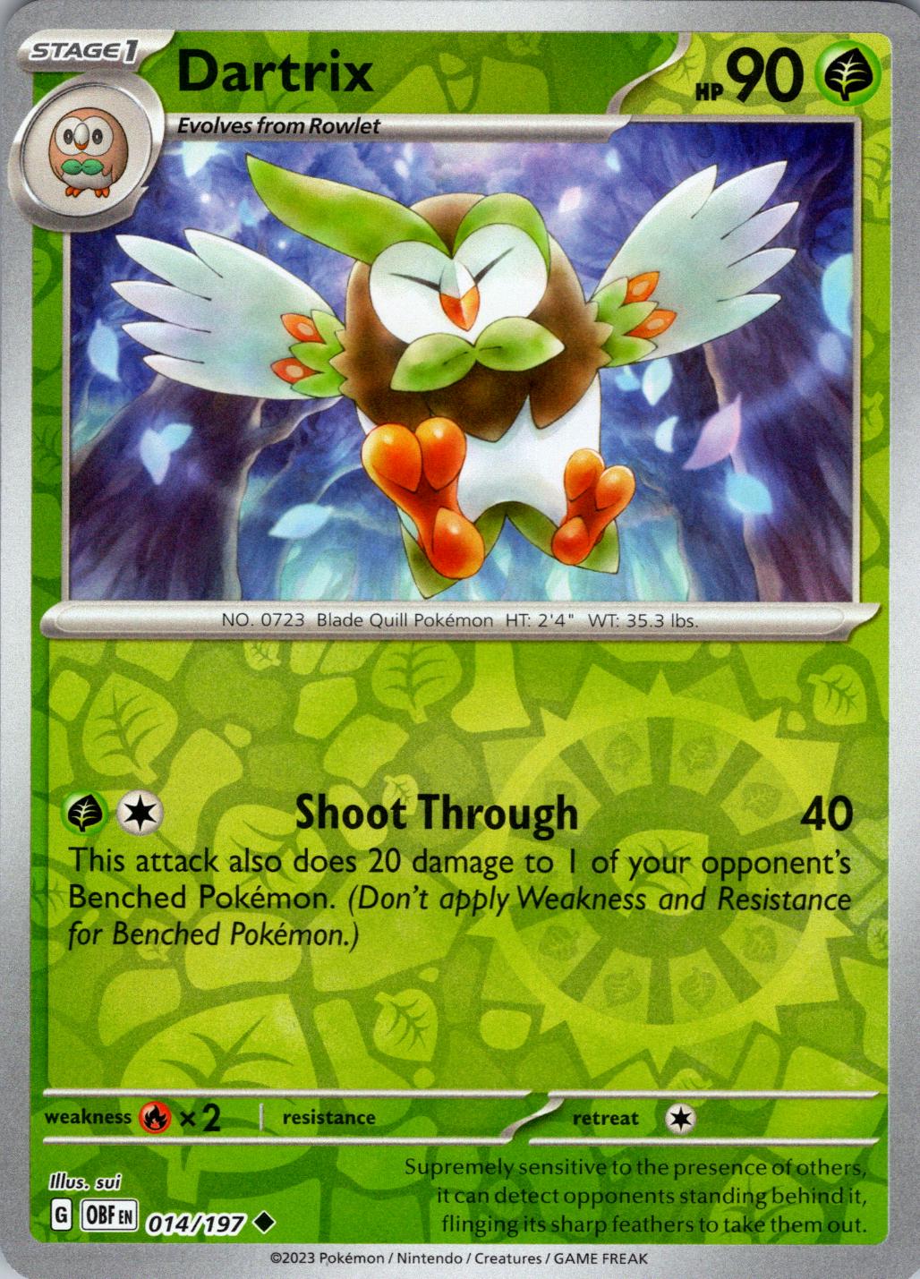 Dartrix [Reverse Holo] #14 Pokemon Obsidian Flames