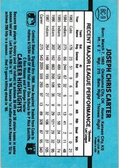 'Back Of Card' | Joe Carter Baseball Cards 1988 Donruss MVP