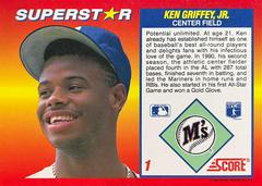 Card Back | Ken Griffey Jr. Baseball Cards 1992 Score Superstars