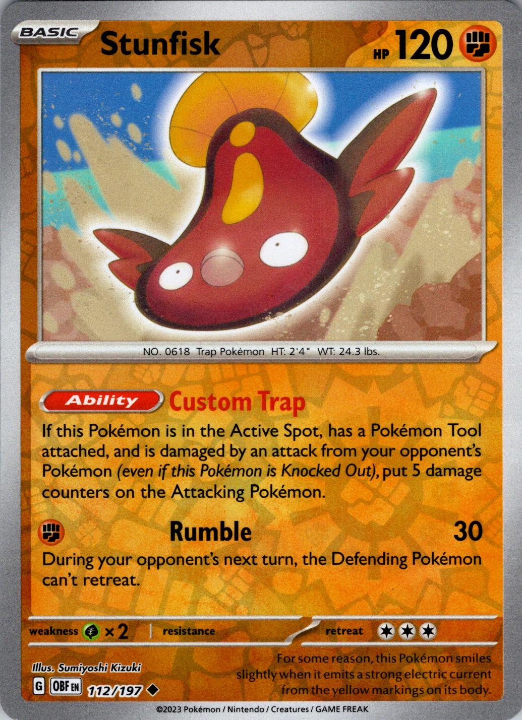 Stunfisk [Reverse Holo] 112 Prices Pokemon Obsidian Flames Pokemon