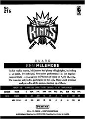 Back Of Card | Ben McLemore Basketball Cards 2014 Panini Hoops