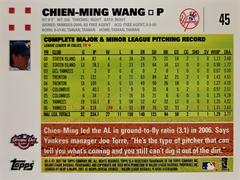 Rear | Chien-Ming Wang Baseball Cards 2007 Topps Opening Day