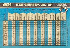 Card Back | Ken Griffey Jr. Baseball Cards 1990 Bowman