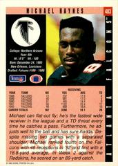 Back Of Card | Michael Haynes Football Cards 1993 Panini Score