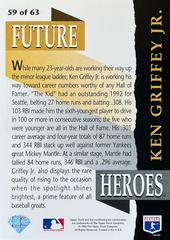 Card Back | Ken Griffey Jr Baseball Cards 1993 Upper Deck Future Heroes