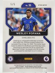 Backside | Wesley Fofana [Green] Soccer Cards 2022 Panini Prizm Premier League