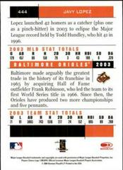Back | Javy Lopez Baseball Cards 2004 Donruss Team Heroes