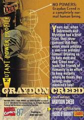 Back | Graydon Creed Marvel 1994 Ultra X-Men
