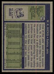 Back | W.K. Hicks Football Cards 1972 Topps