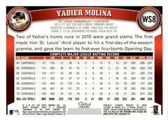 Back | Yadier Molina Baseball Cards 2011 Topps World Series Champions Cardinals