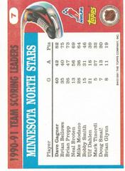 Back Of Card | Dave Gagner Hockey Cards 1991 Topps Team Scoring Leaders