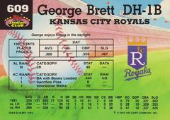 E On Back | George Brett Baseball Cards 1992 Stadium Club