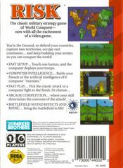 Back Cover | Risk Sega Genesis