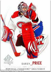 Carey Price #5 Hockey Cards 2009 SP Authentic Prices