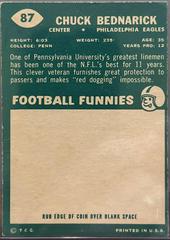 Back  | Chuck Bednarik [Error Misspelled Bednarick on Both Sides of Card] Football Cards 1960 Topps