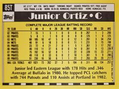 Rear | Junior Ortiz Baseball Cards 1990 Topps Traded Tiffany