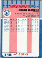 Back | Roger Clemens Baseball Cards 1988 Fleer League Leaders
