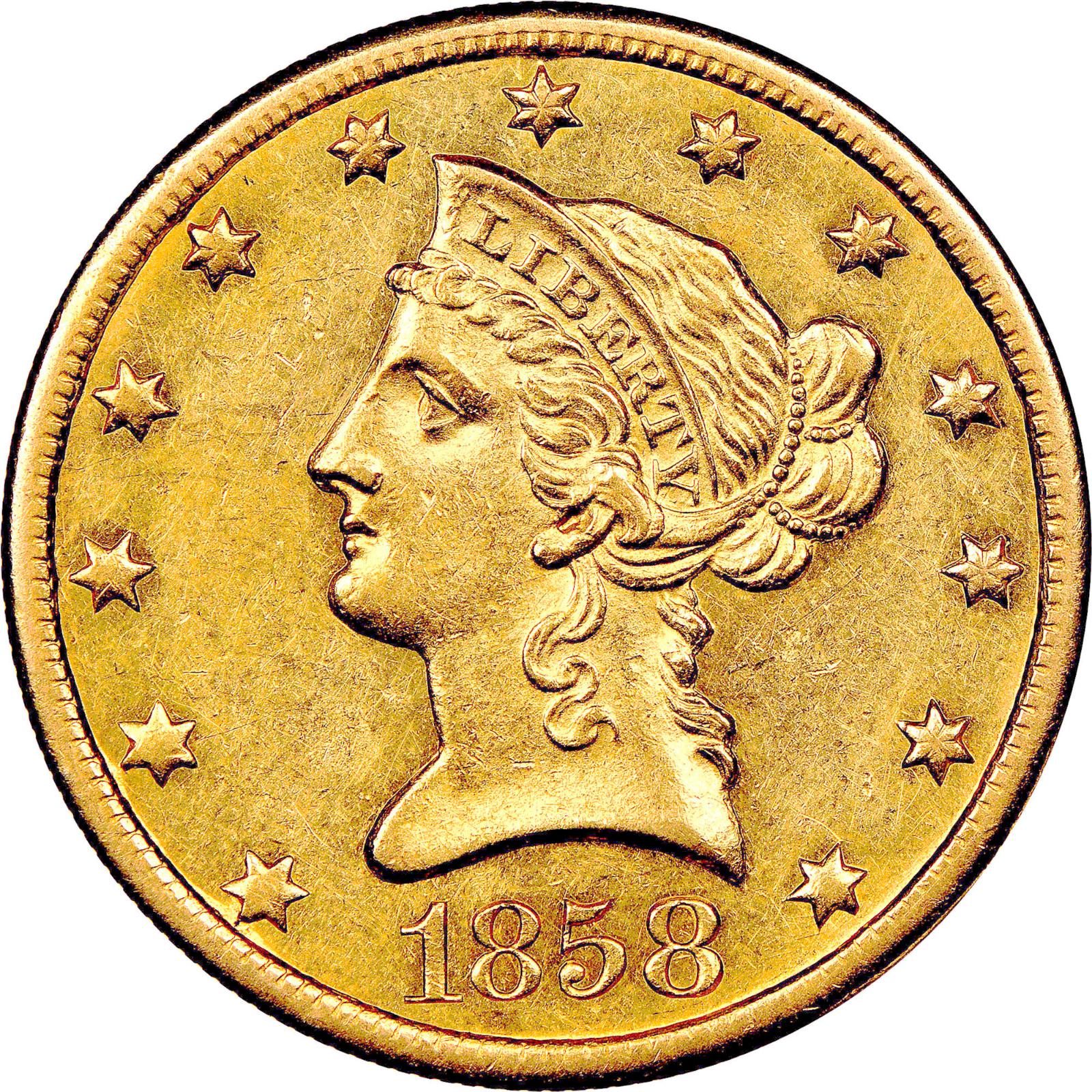 1858 O Coins Liberty Head Gold Eagle