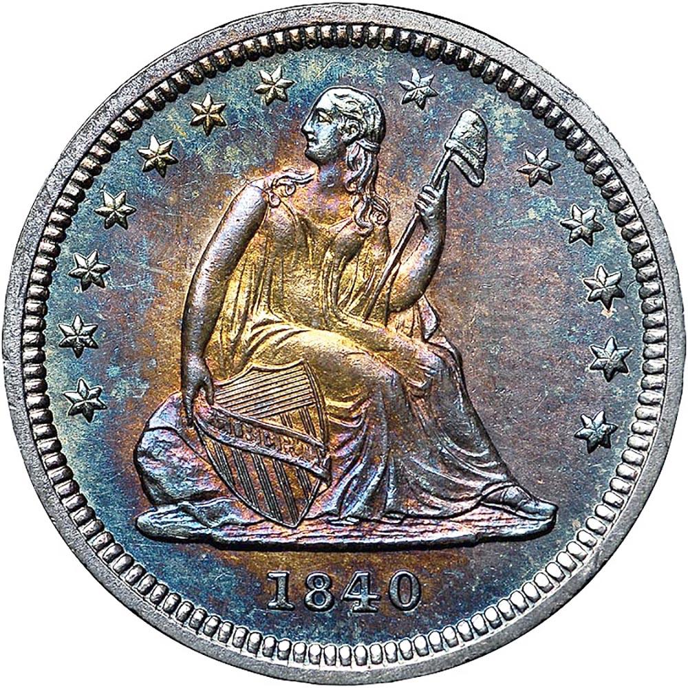 1840 [DRAPERY PROOF] Coins Seated Liberty Quarter