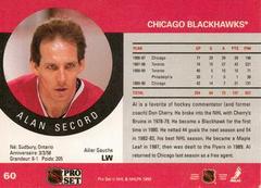 Back | Al Secord [Error] Hockey Cards 1990 Pro Set