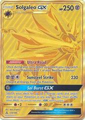 GOLD FULL ART Lunala + Solgaleo GX ULTRA RARE Pokemon SM104a Black Star  Promo LP