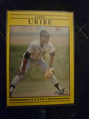Jose Uribe [Error] #275 Baseball Cards 1991 Fleer Prices