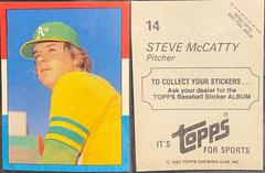 Steve McCatty #14 Baseball Cards 1982 Topps Stickers Prices