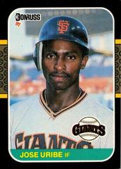 Jose Uribe [Error] #436 Baseball Cards 1987 Donruss Prices