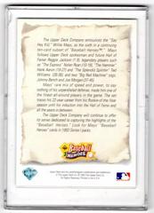 Baseball Heroes Willie Mays Back | Baseball Heroes Baseball Cards 1993 Upper Deck Heroes Willie Mays