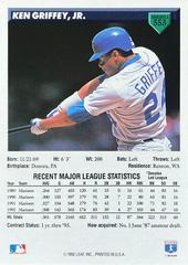 Card Back | Ken Griffey Jr. Baseball Cards 1993 Donruss