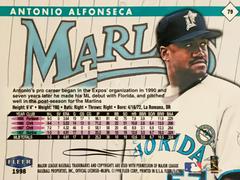 Rear | Antonio Alfonseca Baseball Cards 1998 Fleer Tradition