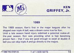 Card Back | Ken Griffey Jr. [1989] Baseball Cards 1990 Star Gold Edition