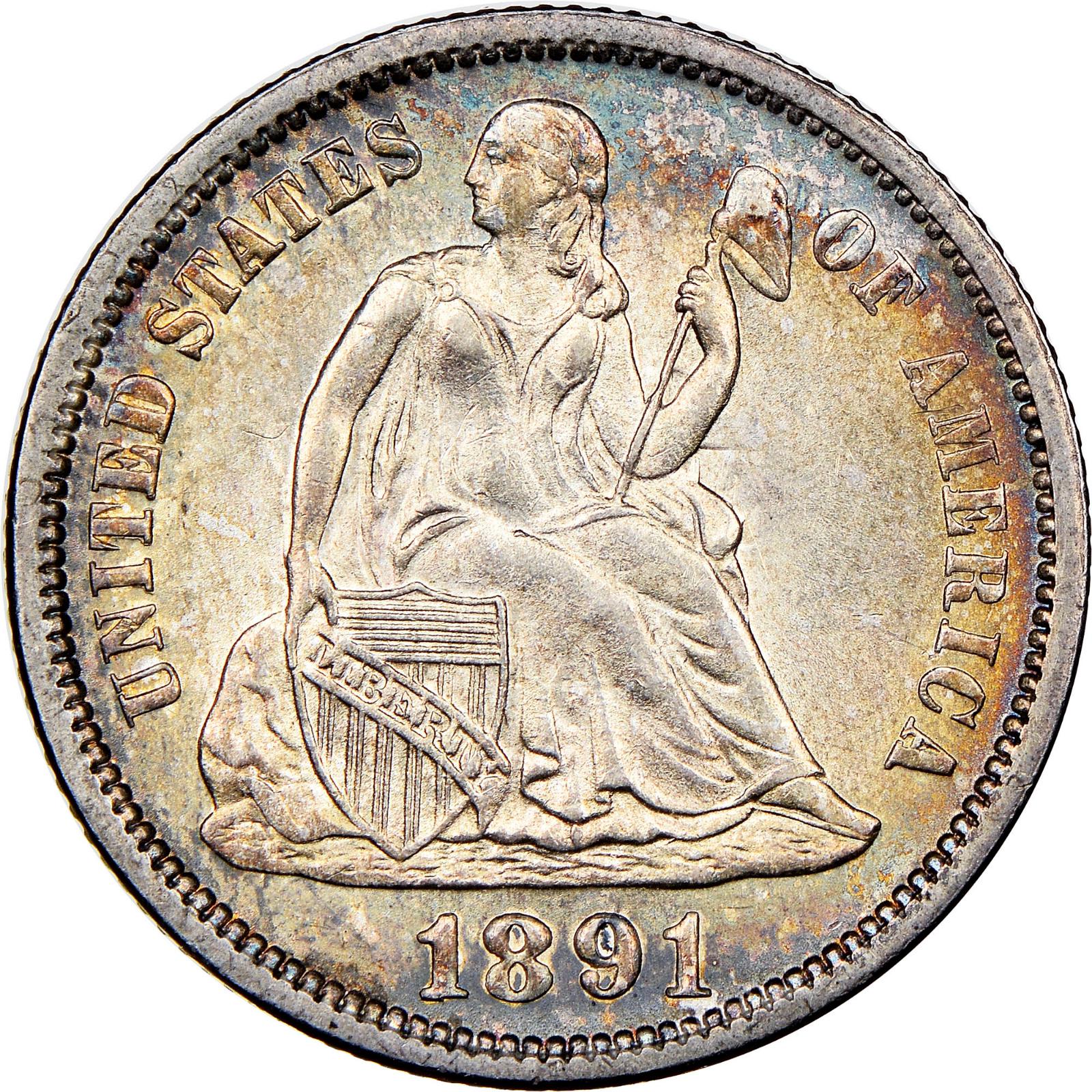 1891 Coins Seated Liberty Dime