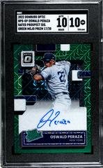 Oswald Peraza [Green Mojo] #RPS-OP Baseball Cards 2022 Panini Donruss Optic Rated Prospects Signatures Prices