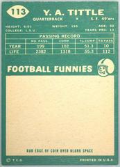 Back | Y.A. Tittle Football Cards 1960 Topps