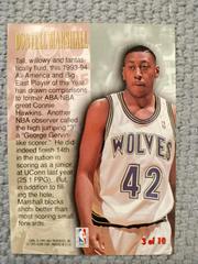 Back Of #3 | Donyell Marshall Basketball Cards 1994 Fleer 1st Year Phenoms