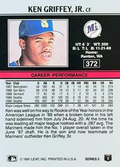 Card Back | Ken Griffey Jr. Baseball Cards 1991 Leaf