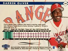 Rear | Darren Oliver Baseball Cards 1998 Fleer Tradition