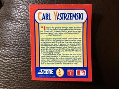 Back | Carl Yastrzemski Baseball Cards 1990 Score Magic Motion Trivia