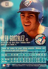 Rear | Alex Gonzalez Baseball Cards 1996 EMotion XL