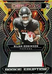 Bijan Robinson [Green Electric Etch] #REM-BRO Football Cards 2023 Panini Obsidian Rookie Eruption Material Prices
