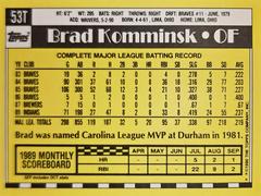 Rear | Brad Komminsk Baseball Cards 1990 Topps Traded Tiffany