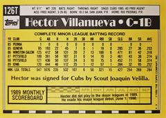 Rear | Hector Villanueva Baseball Cards 1990 Topps Traded Tiffany