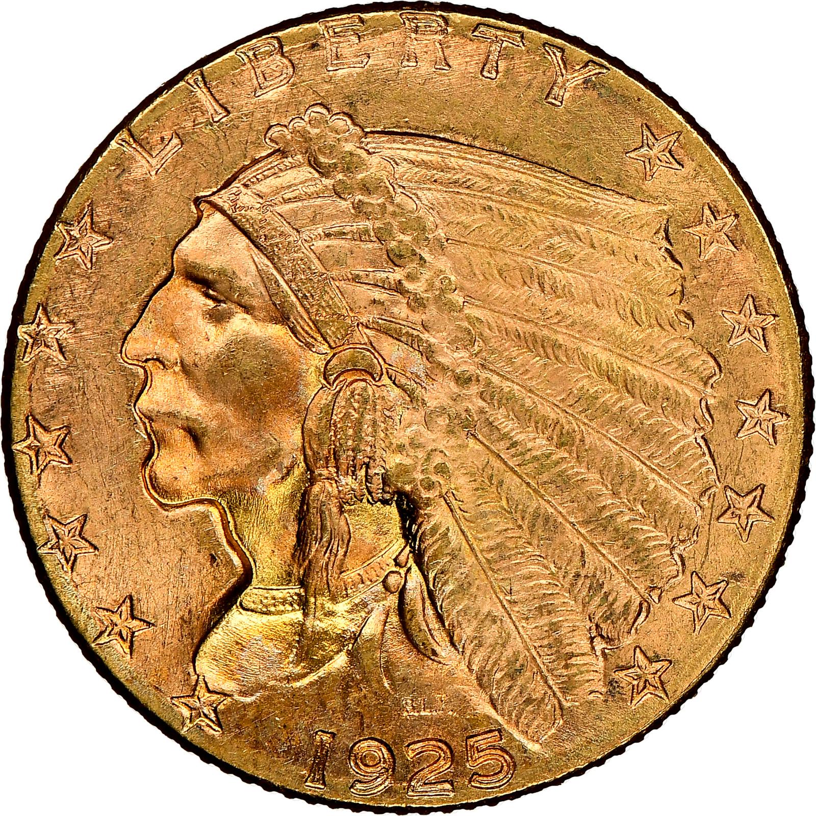 1925 D Coins Indian Head Quarter Eagle