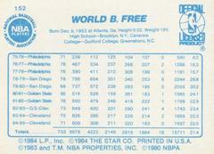 Back Side | World B. Free Basketball Cards 1986 Star